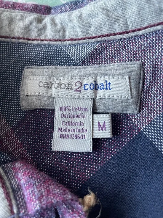 Carbon 2 Cobalt Womans shirt medium Winterberry Plaid Button-Down - Picture 7 of 8